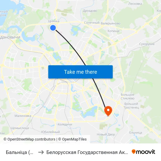 Бальніца (Навінкі) to Белорусская Государственная Академия Авиации map