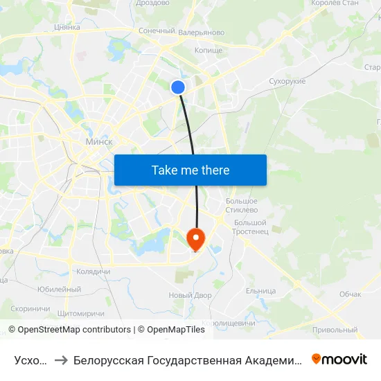 Усход-2 to Белорусская Государственная Академия Авиации map