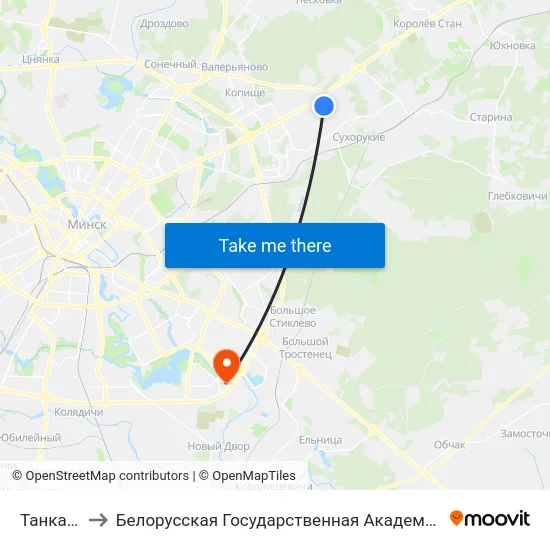 Танкавая to Белорусская Государственная Академия Авиации map