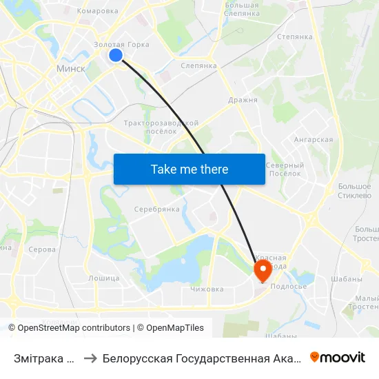 Змітрака Бядулі to Белорусская Государственная Академия Авиации map