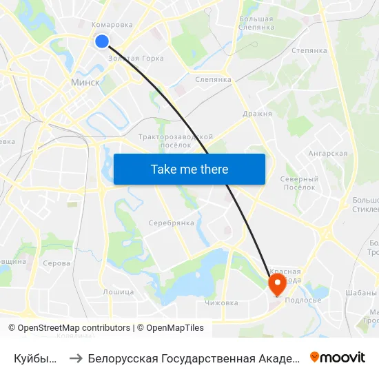Куйбышева to Белорусская Государственная Академия Авиации map