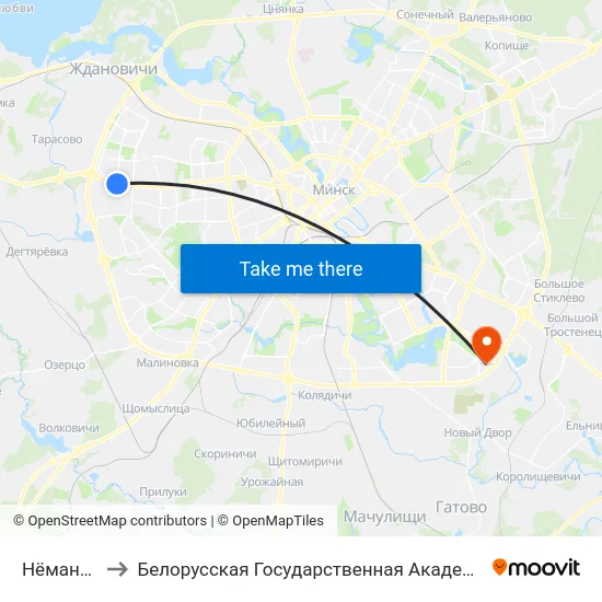 Нёманская to Белорусская Государственная Академия Авиации map