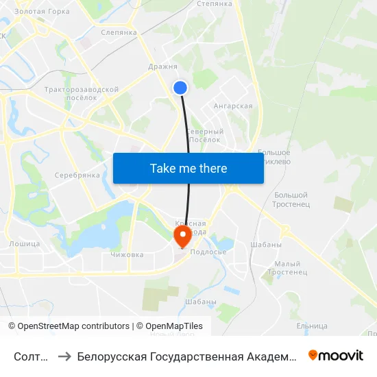 Солтыса to Белорусская Государственная Академия Авиации map