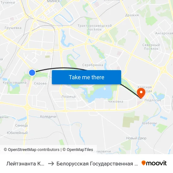 Лейтэнанта Кіжаватава to Белорусская Государственная Академия Авиации map