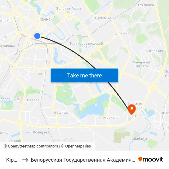 Кірава to Белорусская Государственная Академия Авиации map