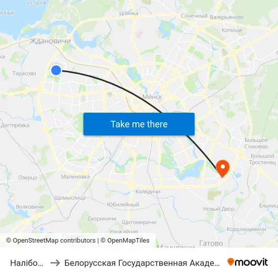 Налібоцкая to Белорусская Государственная Академия Авиации map