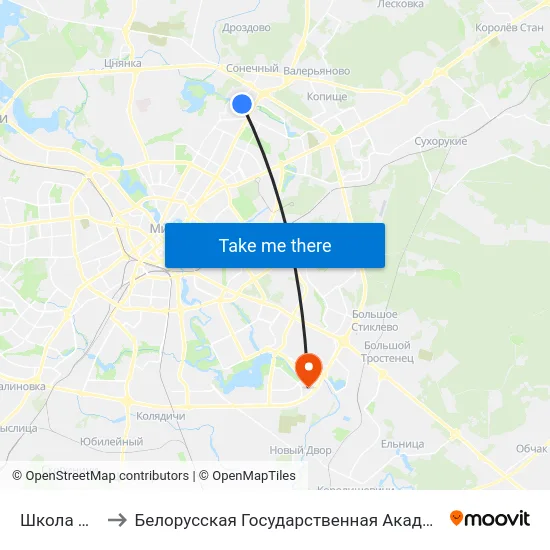 Школа №122 to Белорусская Государственная Академия Авиации map