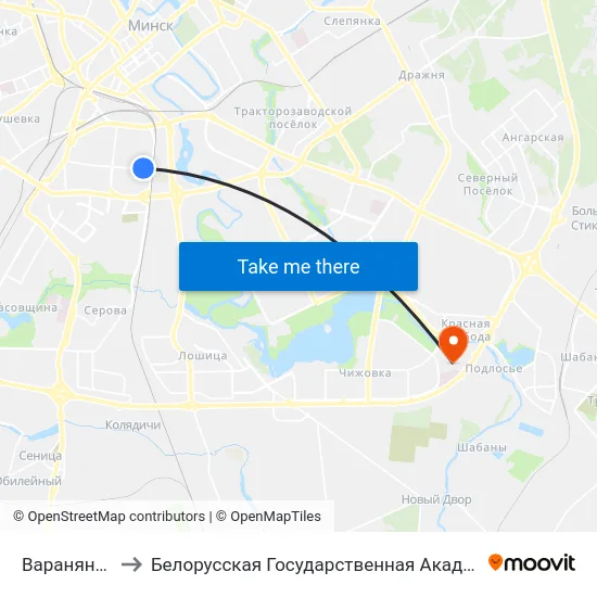 Варанянскага to Белорусская Государственная Академия Авиации map
