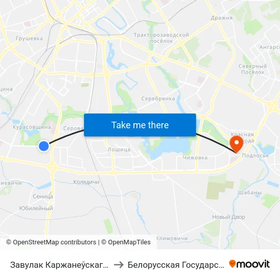 Завулак Каржанеўскага (Переулок Корженевского) to Белорусская Государственная Академия Авиации map