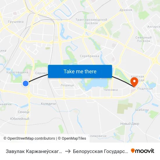 Завулак Каржанеўскага (Переулок Корженевского) to Белорусская Государственная Академия Авиации map