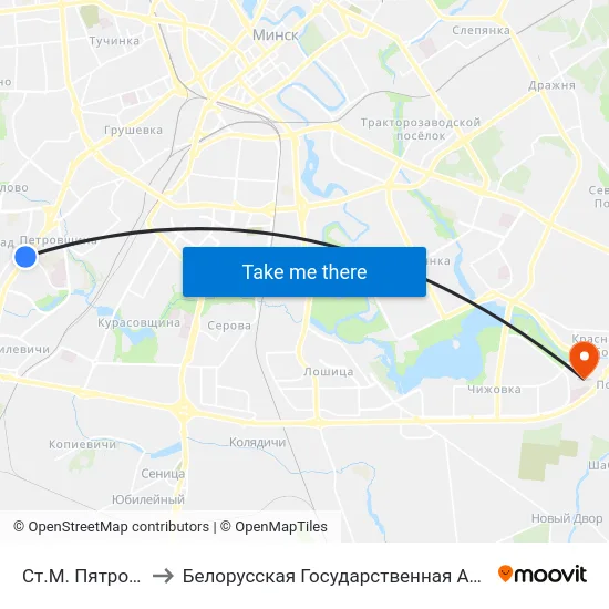 Ст.М. Пятроўшчына to Белорусская Государственная Академия Авиации map