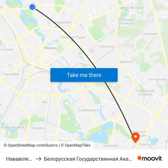 Нававіленская to Белорусская Государственная Академия Авиации map