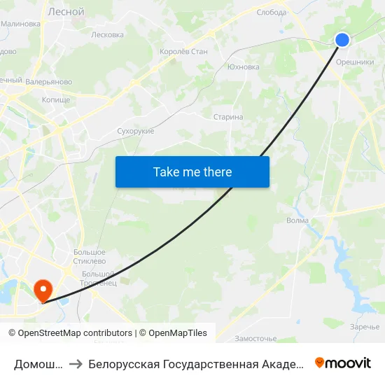 Домошаны to Белорусская Государственная Академия Авиации map