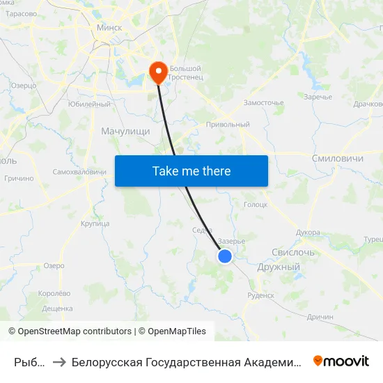 Рыбцы to Белорусская Государственная Академия Авиации map