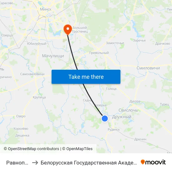 Равнополье to Белорусская Государственная Академия Авиации map