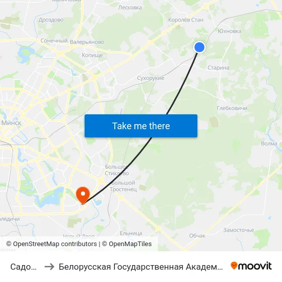 Садовый to Белорусская Государственная Академия Авиации map