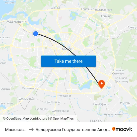 Масюковщина to Белорусская Государственная Академия Авиации map