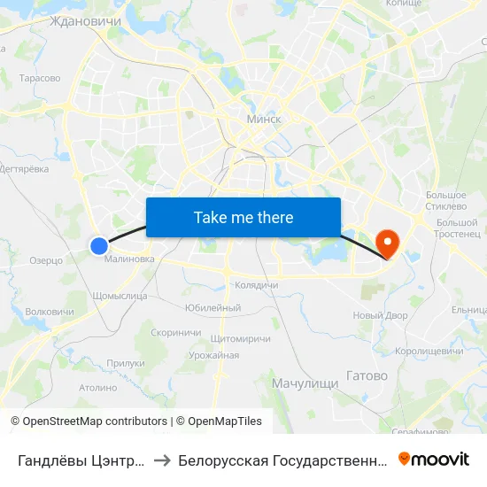 Гандлёвы Цэнтр Дзіамант Сіці to Белорусская Государственная Академия Авиации map