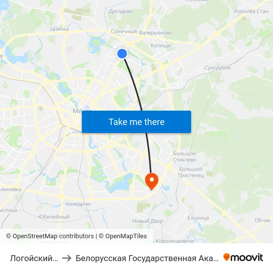 Логойский Тракт to Белорусская Государственная Академия Авиации map