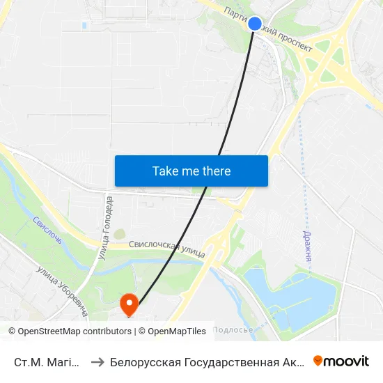 Ст.М. Магілёўская to Белорусская Государственная Академия Авиации map