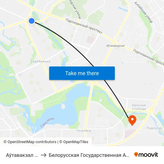 Аўтавакзал Усходні to Белорусская Государственная Академия Авиации map