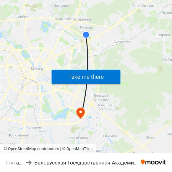 Гінтаўта to Белорусская Государственная Академия Авиации map