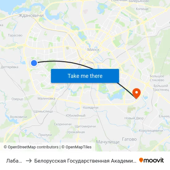 Лабанка to Белорусская Государственная Академия Авиации map