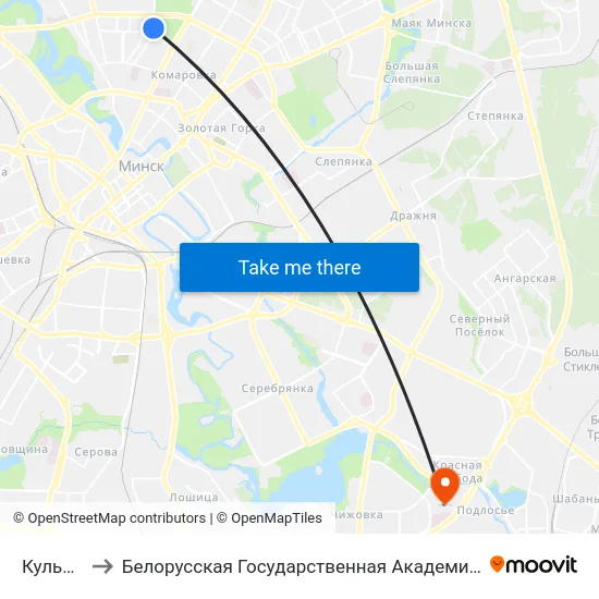 Кульман to Белорусская Государственная Академия Авиации map