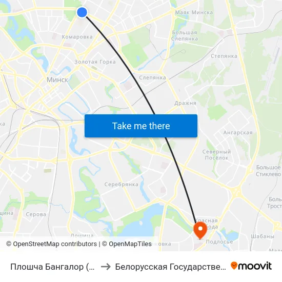 Плошча Бангалор (Площадь Бангалор) to Белорусская Государственная Академия Авиации map