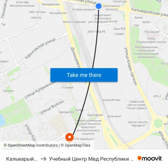 Кальварыйская to Учебный Центр Мвд Республики Беларусь map