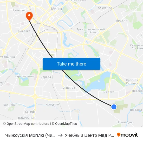 Чыжоўскія Могілкі (Чижовское Кладбище) to Учебный Центр Мвд Республики Беларусь map