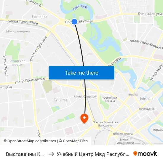Выставачны Комплекс to Учебный Центр Мвд Республики Беларусь map