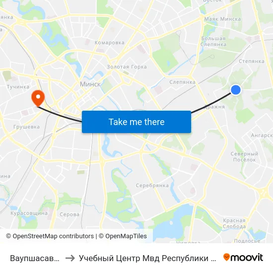 Ваупшасава, 33 to Учебный Центр Мвд Республики Беларусь map