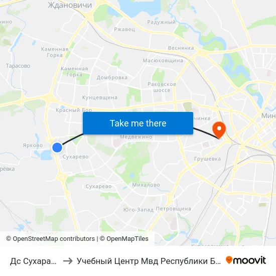 Дс Сухарава-5 to Учебный Центр Мвд Республики Беларусь map