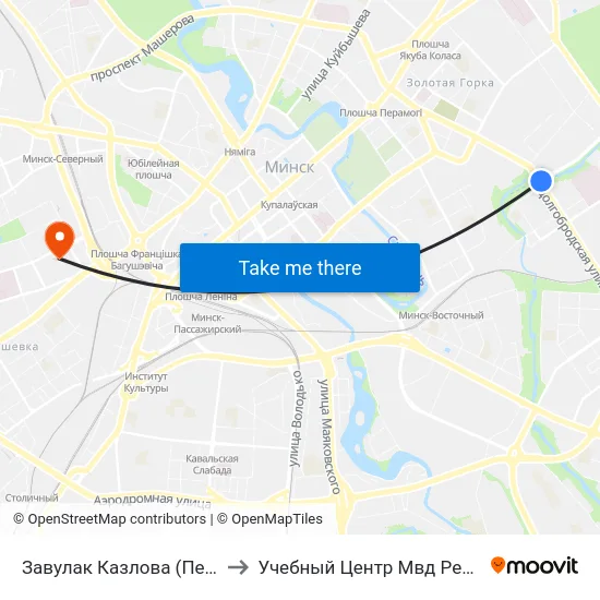 Завулак Казлова (Переулок Козлова) to Учебный Центр Мвд Республики Беларусь map