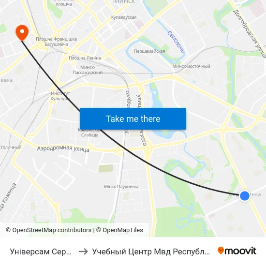 Універсам Серабранка to Учебный Центр Мвд Республики Беларусь map