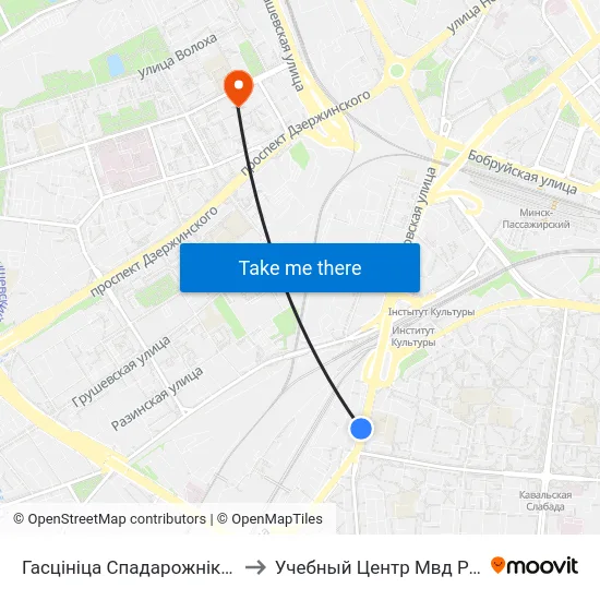 Гасцініца Спадарожнік (Гостиница Спутник) to Учебный Центр Мвд Республики Беларусь map