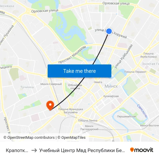 Крапоткіна to Учебный Центр Мвд Республики Беларусь map
