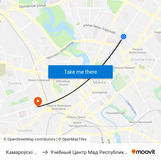 Камароўскі Рынак to Учебный Центр Мвд Республики Беларусь map