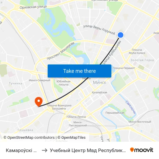 Камароўскі Рынак to Учебный Центр Мвд Республики Беларусь map