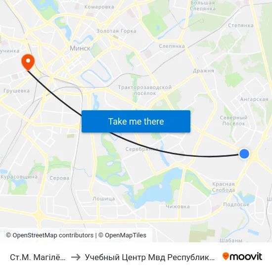 Ст.М. Магілёўская to Учебный Центр Мвд Республики Беларусь map