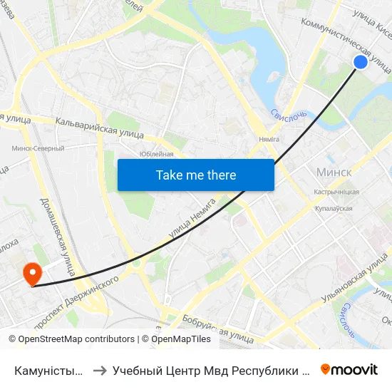 Камуністычная to Учебный Центр Мвд Республики Беларусь map
