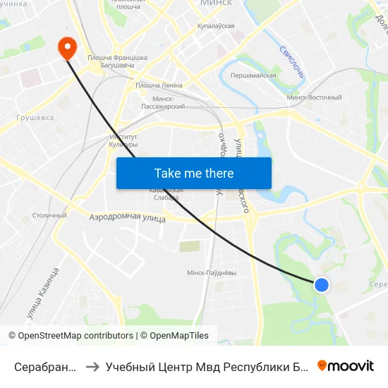 Серабранка-9 to Учебный Центр Мвд Республики Беларусь map