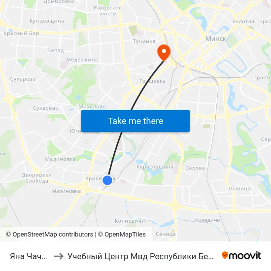 Яна Чачота to Учебный Центр Мвд Республики Беларусь map