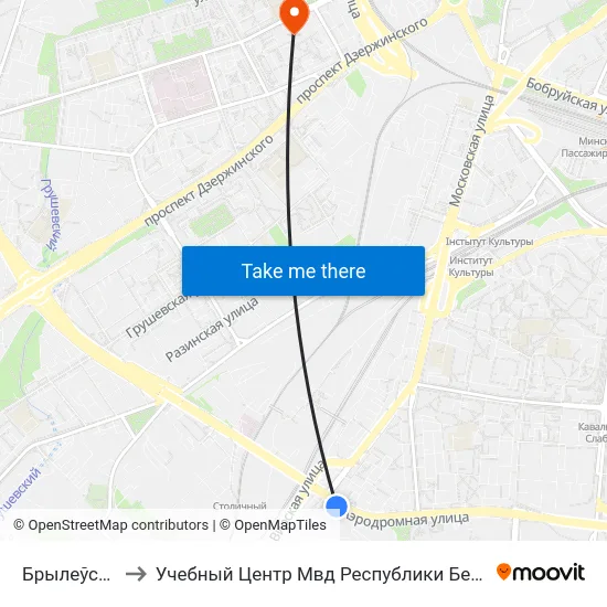 Брылеўская to Учебный Центр Мвд Республики Беларусь map
