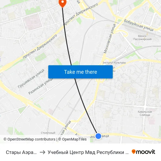 Стары Аэрапорт to Учебный Центр Мвд Республики Беларусь map