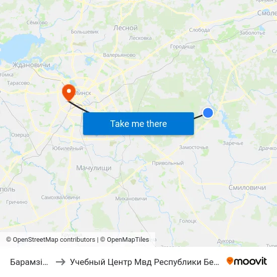 Барамзіной to Учебный Центр Мвд Республики Беларусь map