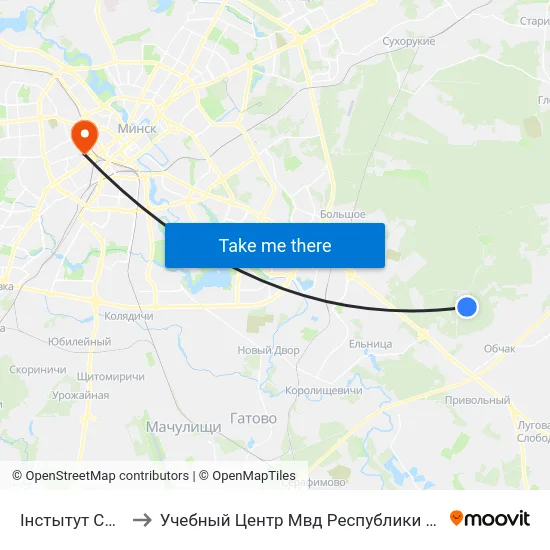 Інстытут Сосны to Учебный Центр Мвд Республики Беларусь map