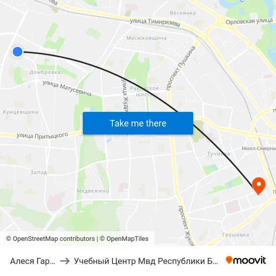 Алеся Гаруна to Учебный Центр Мвд Республики Беларусь map