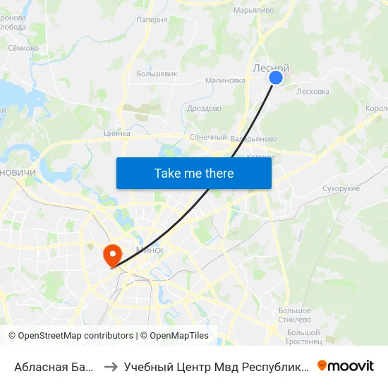 Абласная Бальніца to Учебный Центр Мвд Республики Беларусь map